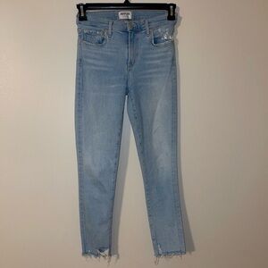 Agolde Women's Sophie High Rise Skinny Crop Light Wash Blue Distressed Size 27